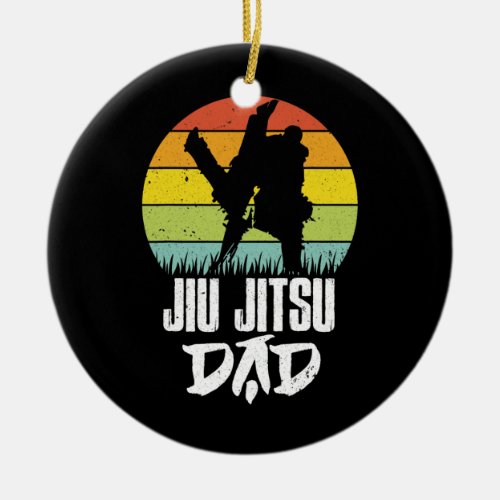 Mens Retro Jiu Jitsu Dad BJJ Father MMA Jujitsu  Ceramic Ornament