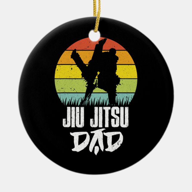Mens Retro Jiu Jitsu Dad BJJ Father MMA Jujitsu  Ceramic Ornament (Front)