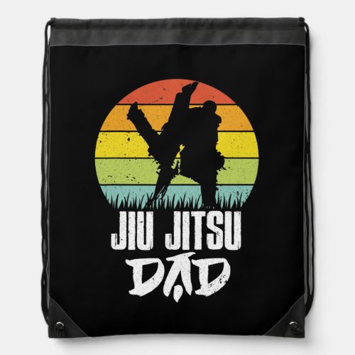 Mens Retro Jiu Jitsu Dad BJJ Father MMA Jujitsu  Drawstring Bag