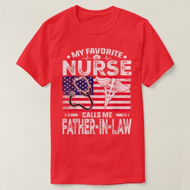 Mens Retro Men My Favorite Nurse Calls Me FatherIn T-Shirt (Design Front)