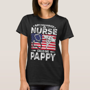 Mens Retro Men My Favorite Nurse Calls Me Pappy Pa T-Shirt