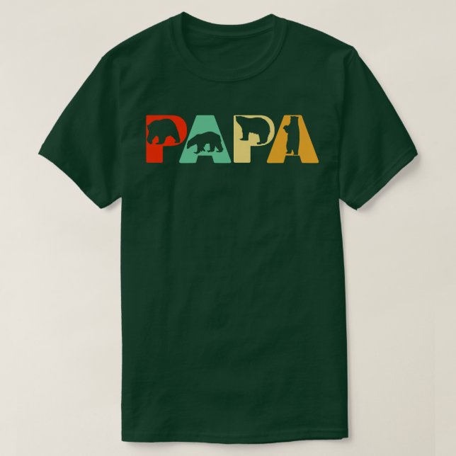Mens Retro Papa Bear Dad Funny Bear Papa Fathers D T-Shirt (Design Front)