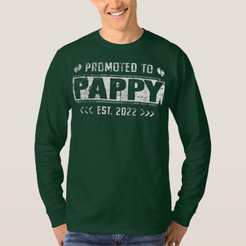 Mens Retro Promoted To Pappy Est 2022 New Dad  T_Shirt