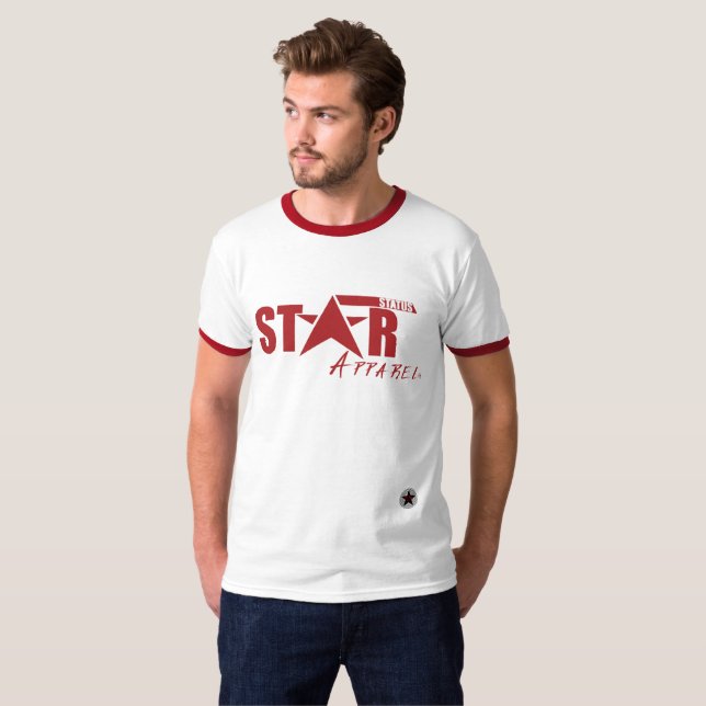 Men's Retro Star Status Apparel Ringer T-Shirt (Front Full)