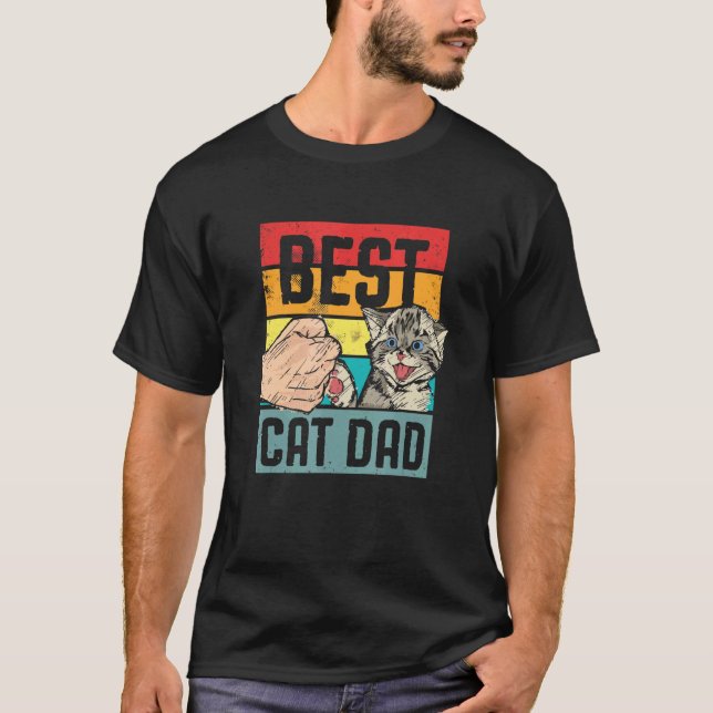 Mens Retro Style Best Cat Dad T-Shirt (Front)