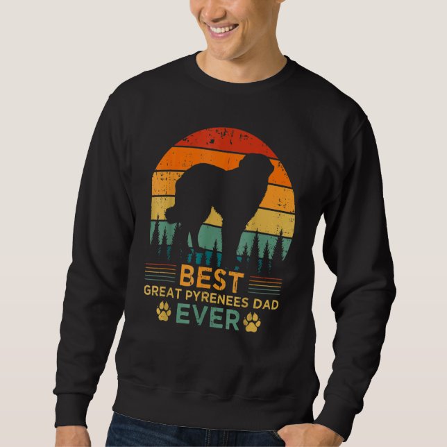 Mens Retro Style Best Great Pyrenees Dad Ever Fath Sweatshirt (Front)