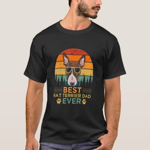 Mens Retro Style Best Rat Terrier Dad Ever Father T_Shirt