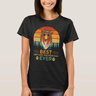 Mens Retro Style Best Shetland Sheepdog Dad Ever F T-Shirt