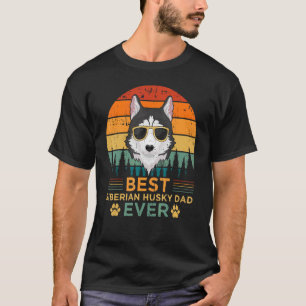 Mens Retro Style Best Siberian Husky Dad Ever Fath T-Shirt