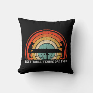 Mens Retro Style Vintage Best Table Tennis Dad Eve Throw Pillow