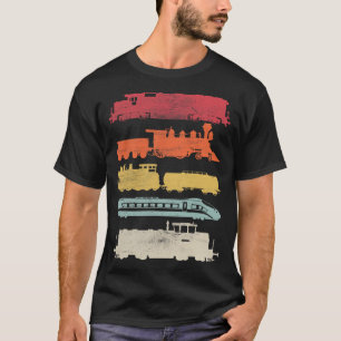 Mens Retro Trains Vintage Trains Lovers Christmas T-Shirt