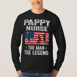 Mens Retro Us Flag Father's Day Pappy Nurse The Le T-Shirt