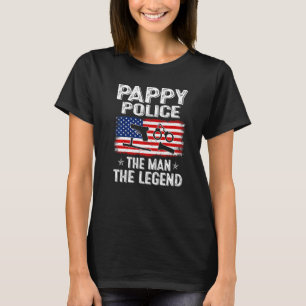Mens Retro Us Flag Father's Day Pappy Police The L T-Shirt