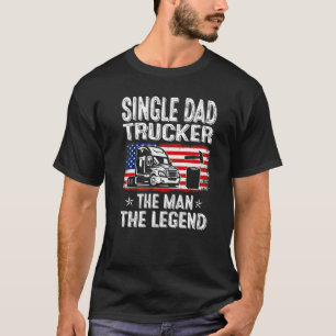 Mens Retro Us Flag Father's Day Single Dad Trucker T-Shirt
