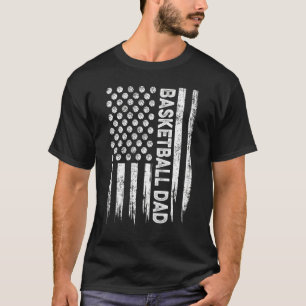 Mens Retro Usa American Flag Basketball Dad Patrio T-Shirt