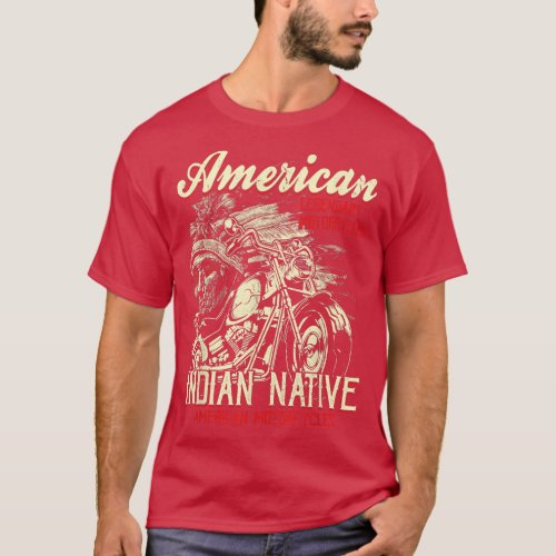 Mens Retro Vintage American Motorcycle Indian for  T_Shirt