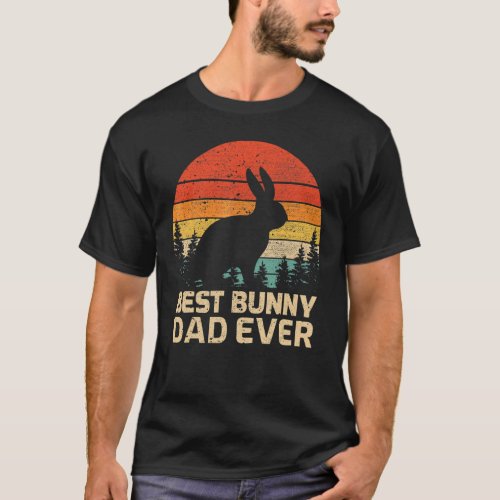 Mens Retro Vintage Best Bunny Dad Ever Fathers Da T_Shirt