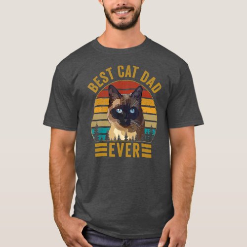 Mens Retro Vintage Best Cat Dad Ever Fathers Day T_Shirt