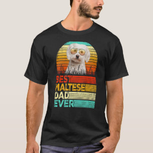 Mens Retro Vintage Best Maltese Dad Ever Fathers D T-Shirt