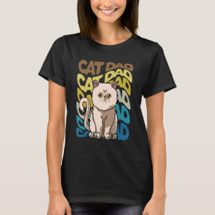 Mens Retro Vintage Cat Exotic Shorthair Cat Dad D T-Shirt