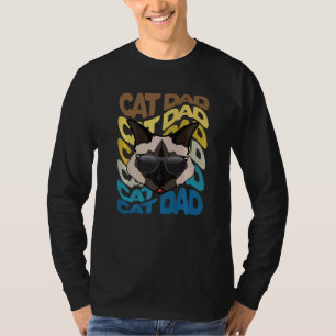 Mens Retro Vintage Cool Birman Cat Dad Kitty Dad P T-Shirt