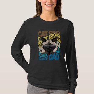 Mens Retro Vintage Cool Birman Cat Dad Kitty Dad P T-Shirt