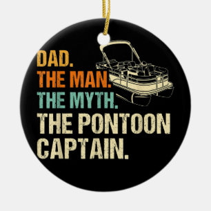 Mens Retro Vintage Dad Pontoon Boat Captain Ceramic Ornament