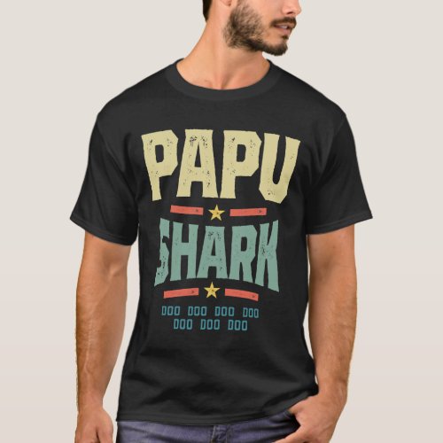 Mens Retro Vintage Papu Shark Tee Funny Birthday