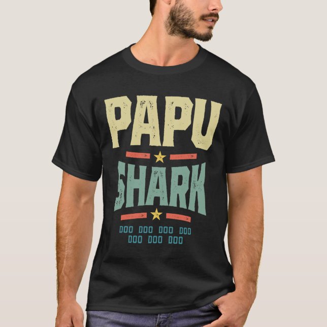 Mens Retro Vintage Papu Shark Tee Funny Birthday (Front)