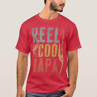 Mens Retro Vintage Reel Cool Bapa Fishing Fathers T-Shirt