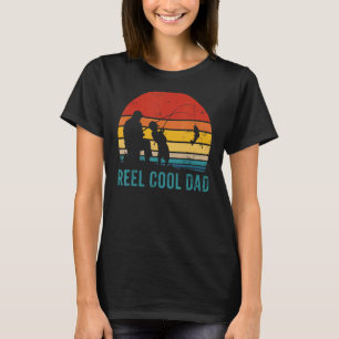 Mens Retro Vintage Reel Cool Dad Fishing Daddy Pap T-Shirt