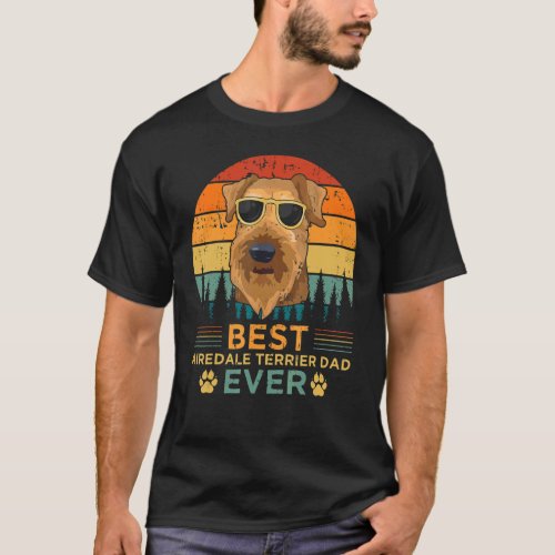 Mens Retro Vintage Sunset Best Airedale Terrier Da T_Shirt