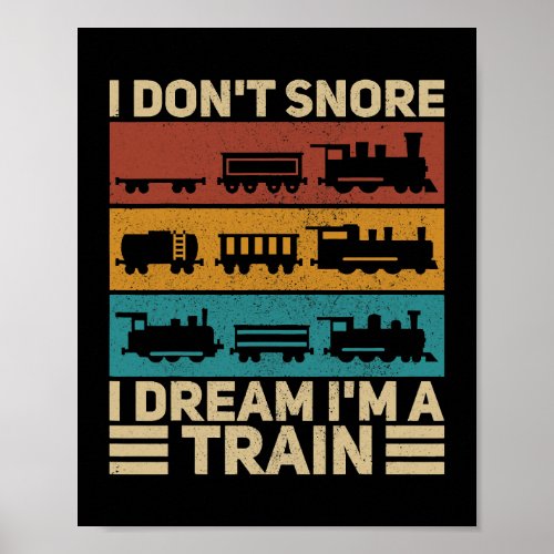 Mens Retro Wagon Train Lover Model Railroad Conduc Poster