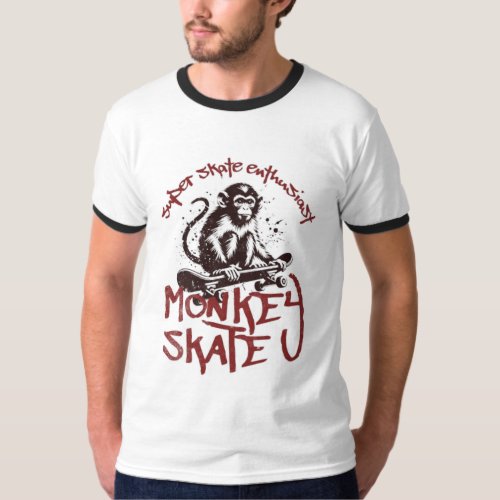 mens ringer monkey skate  T_Shirt