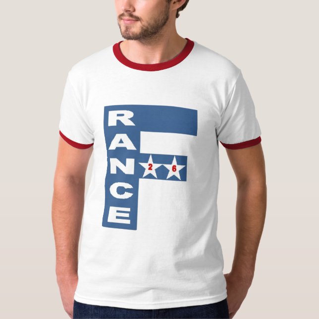 Men's Ringer T-Shirt  white red  FRANCE  26 (Front)