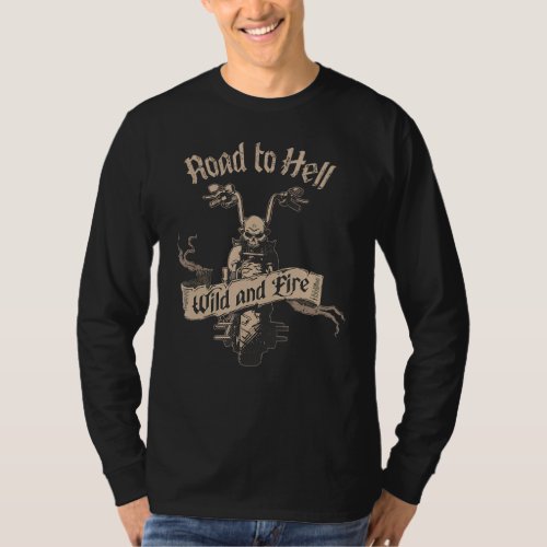 Mens Road To Hell Motorcycle Apparel Souvenir T_Shirt