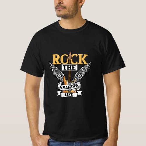Mens Rock The Grandpa Life _ Funny Grandpa  T_Shirt