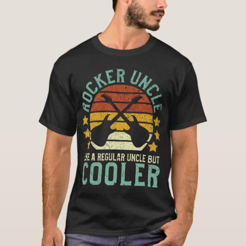 Mens Rocker Uncle  Funny Guitarist Rock and Roll F T_Shirt