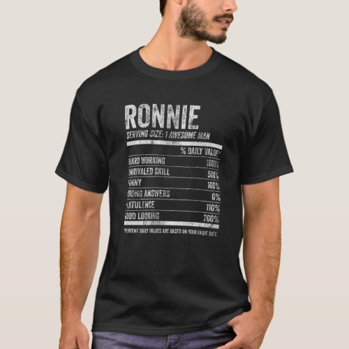 Mens Ronnie Nutrition Personalized Name Funny Name T_Shirt