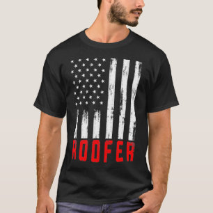 Mens Roofer American Flag 4th July Gift Roofing No T-Shirt