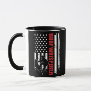 Mens Roofer American Flag Roof Whisperer Roofing Mug