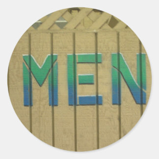 Mens Room Sign in lime green Classic Round Sticker