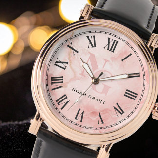 Men's Rose Gold Watch | Blush Pink Marble