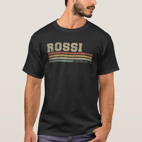 Mens Rossi Name Personalized Funny Retro Vintage F T_Shirt