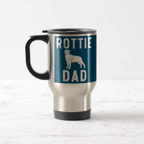 Mens Rottie Dad Rottweiler Puppy Funny Fathers Travel Mug