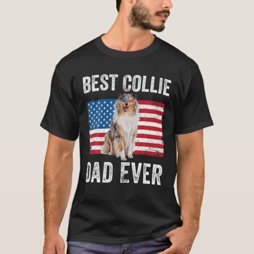 Mens Rough Collie Dad American Flag Collie Dog Lov T_Shirt