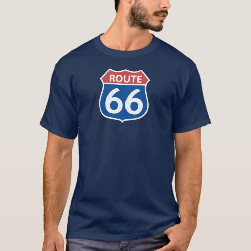 Mens ROUTE 66 SIGN RED BLUE T_Shirt