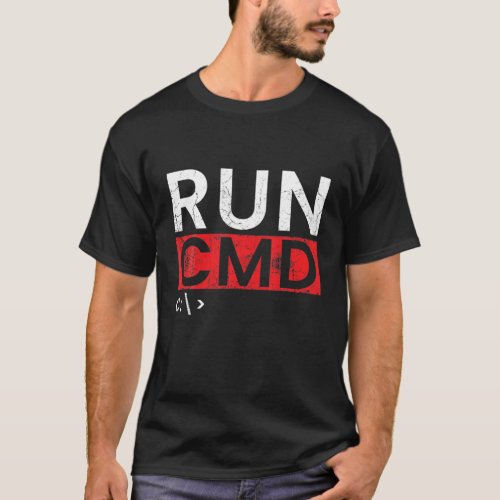 Mens RUN CMD Programmer System Admin Computer Scie T_Shirt