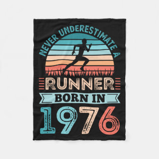 Mens Runner Born In 1976 50th Birthday Running Fleece Blanket
