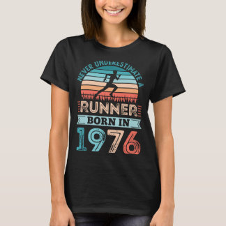 Mens Runner Born In 1976 50th Birthday Running T-Shirt